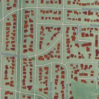 Second close-up of the map of Eastmoreland, Oregon print showing more streets and buildings