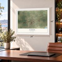 Easton, California map, 18 x 24 inch print in a white frame in a home office