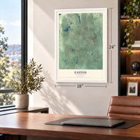 Easton, Massachusetts map, 18 x 24 inch print in a white frame in a home office