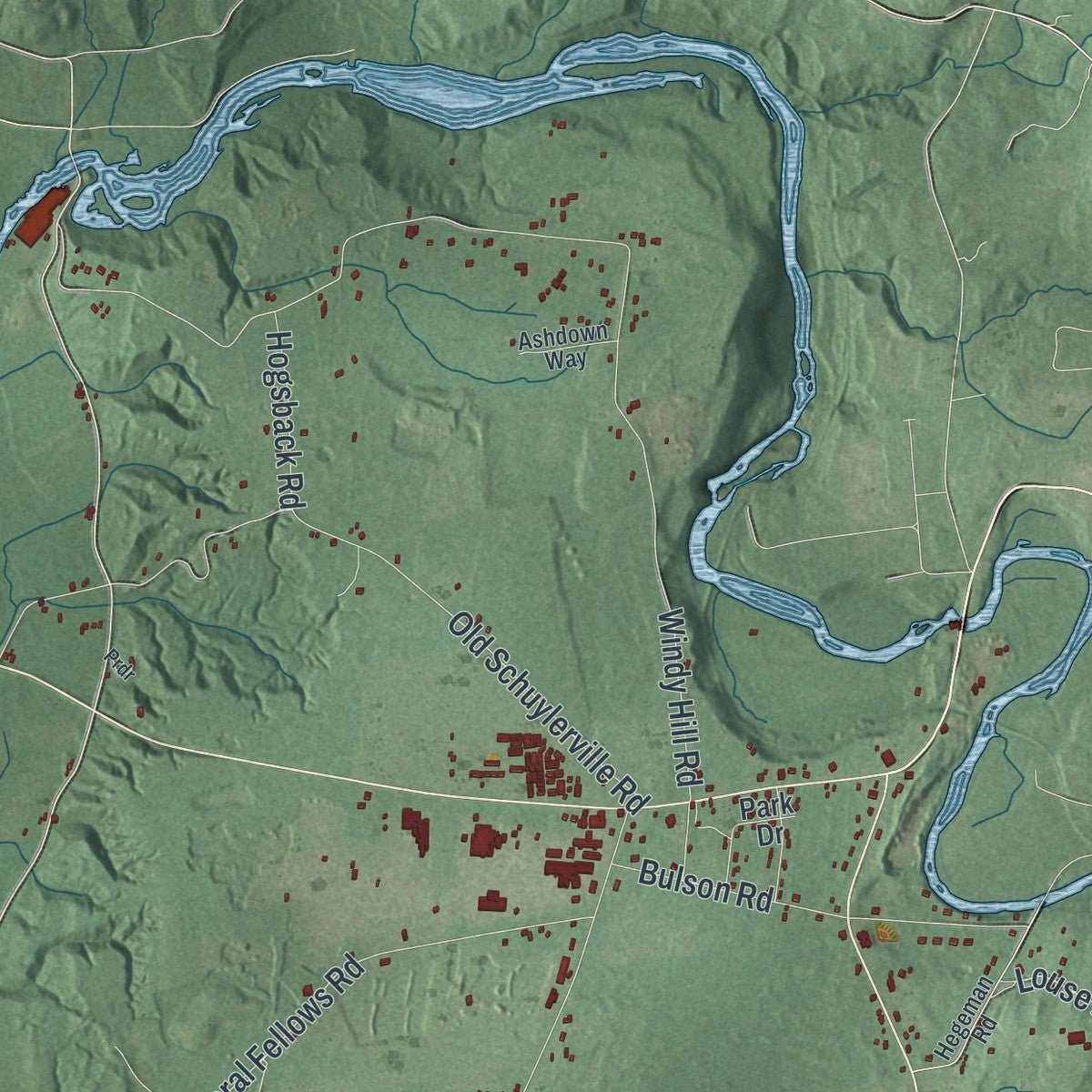 Second close-up of the map of Easton, New York print showing more streets and buildings