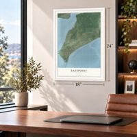 Eastpoint, Florida map, 18 x 24 inch print in a white frame in a home office