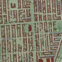 Second close-up of the map of Eastpointe, Michigan print showing more streets and buildings