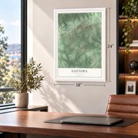 Easttown, Pennsylvania map, 18 x 24 inch print in a white frame in a home office