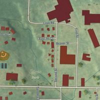 Second close-up of the map of Eau Claire, Michigan print showing more streets and buildings