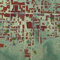 Second close-up of the map of Ebensburg, Pennsylvania print showing more streets and buildings