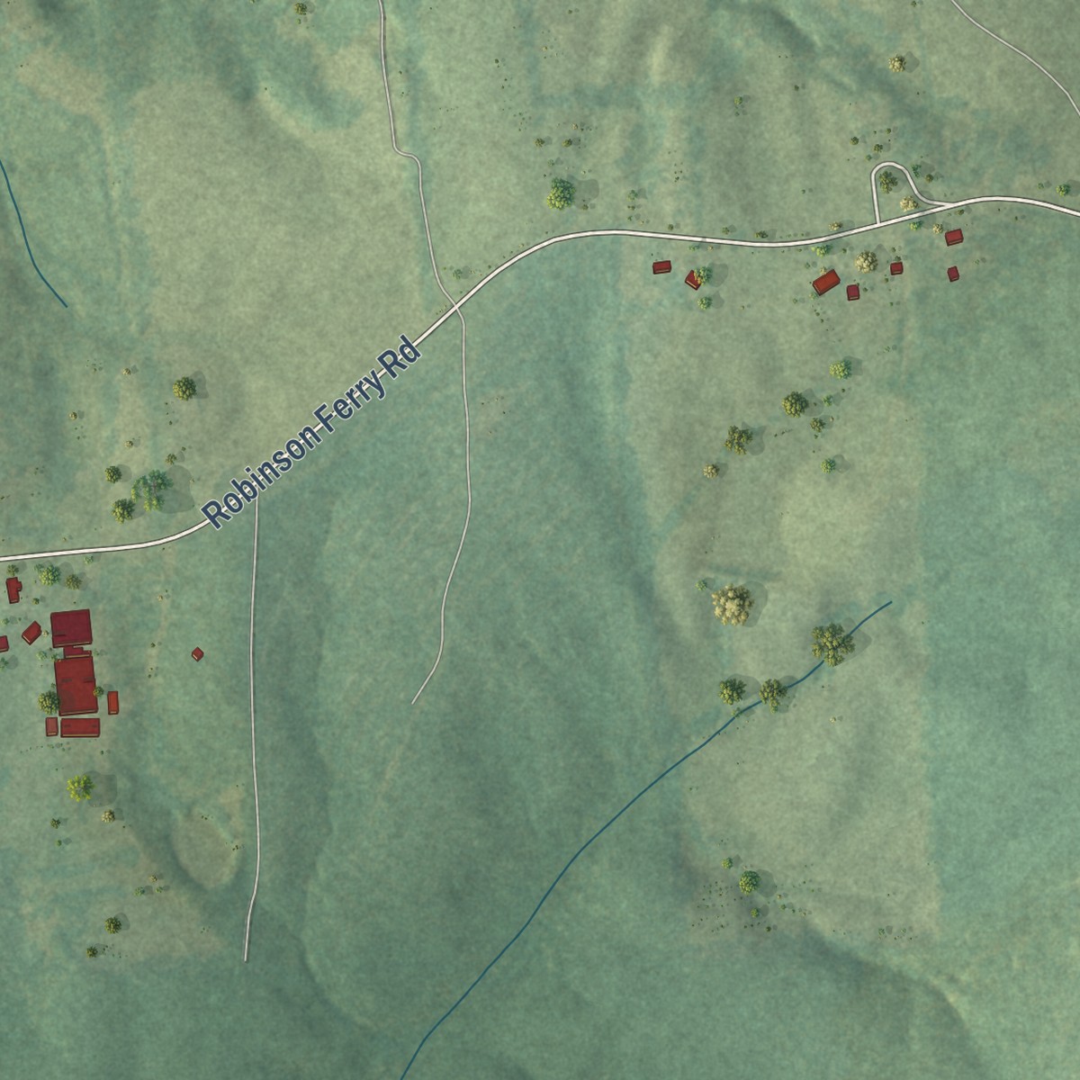 Second close-up of the map of Ebony, Virginia print showing more streets and buildings