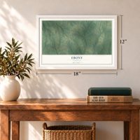 Ebony, Virginia map, 12 x 18 inch print in a white frame in an entryway