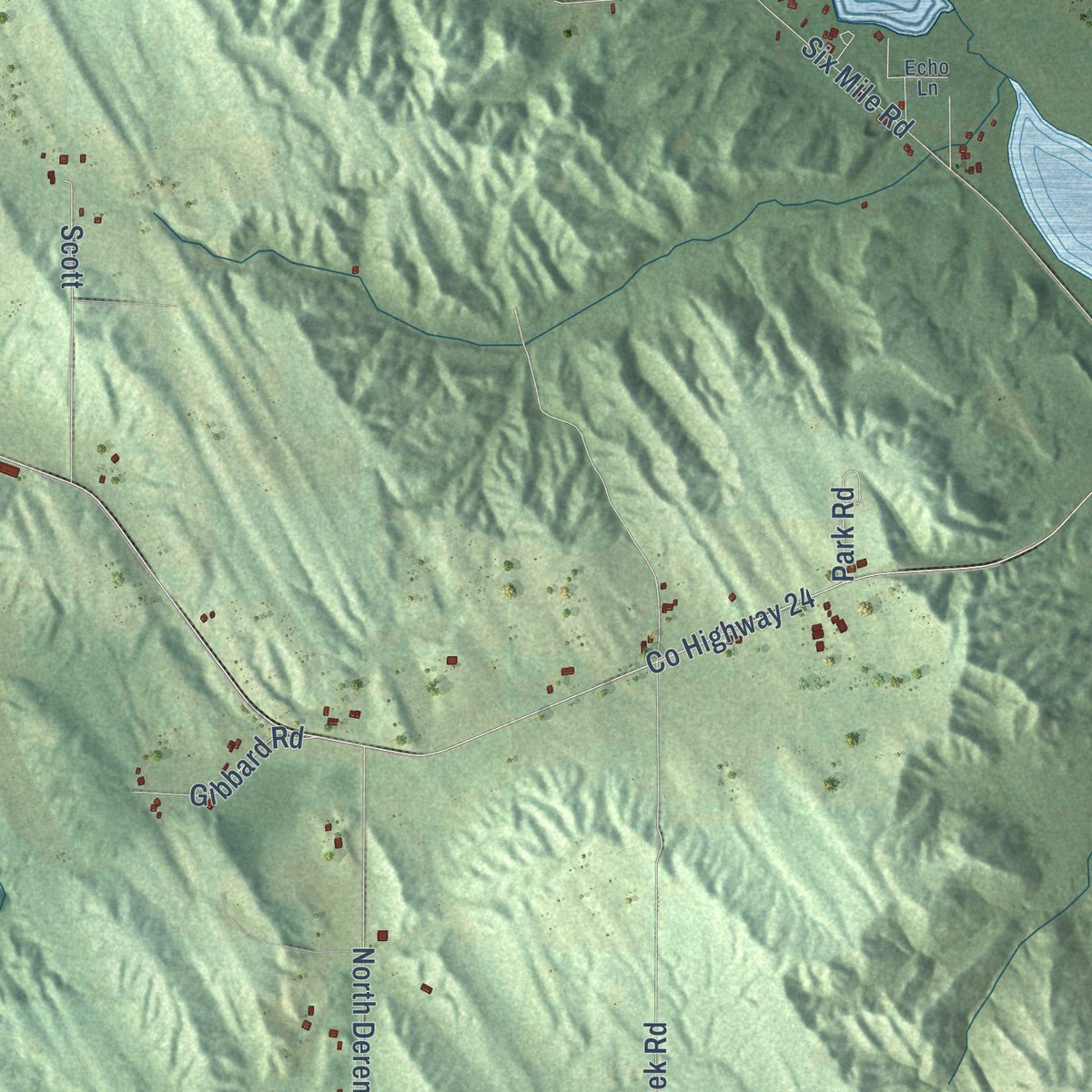 Second close-up of the map of Echo, Michigan print showing more streets and buildings
