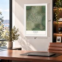 Eckley, Colorado map, 18 x 24 inch print in a white frame in a home office