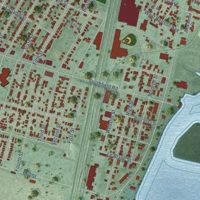Second close-up of the map of Ecorse, Michigan print showing more streets and buildings