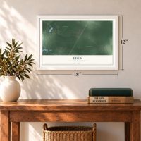 Eden, Maryland map, 12 x 18 inch print in a white frame in an entryway