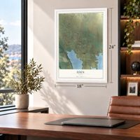 Eden, Utah map, 18 x 24 inch print in a white frame in a home office