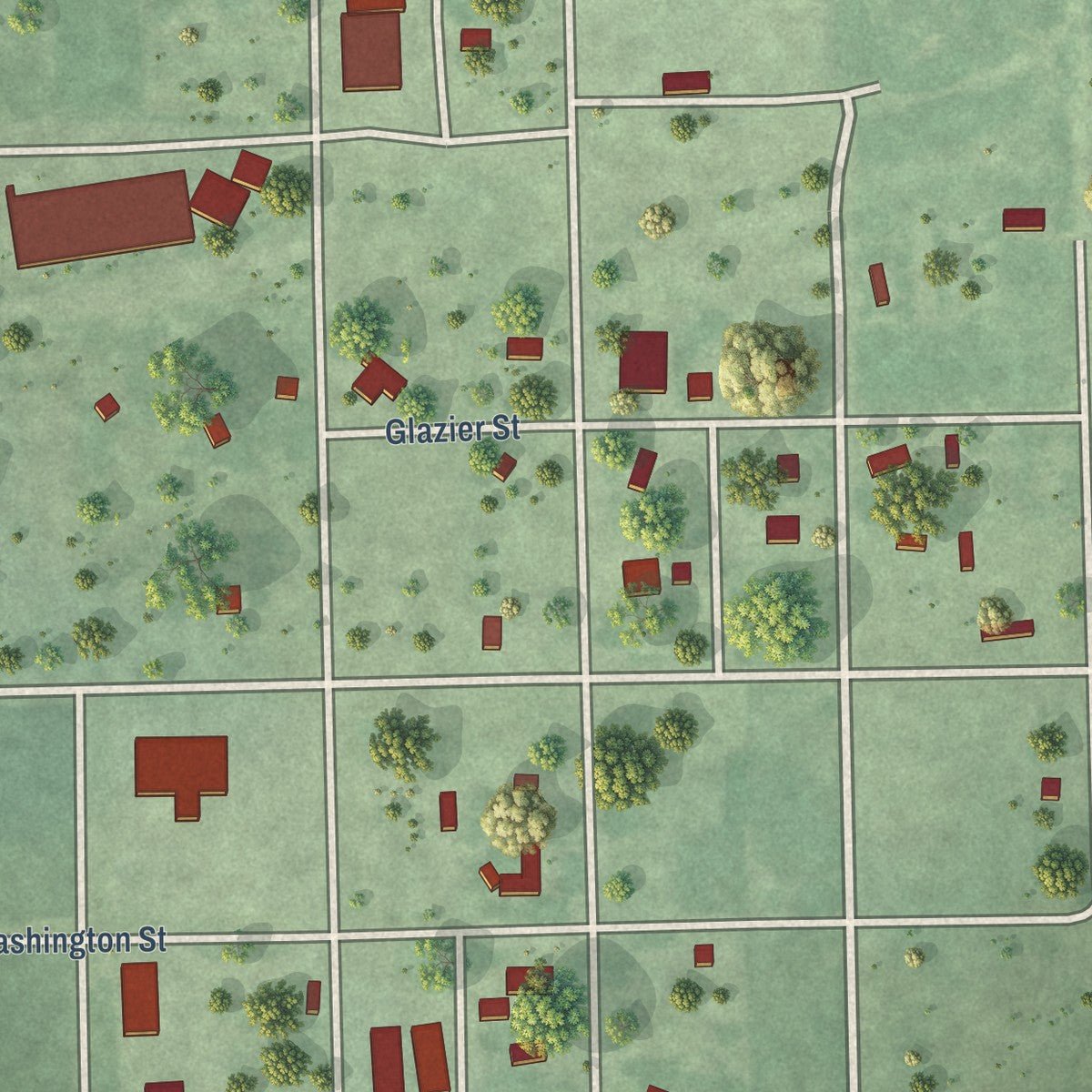 Second close-up of the map of Edgar, Nebraska print showing more streets and buildings