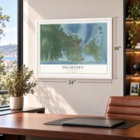 Edgartown, Massachusetts map, 18 x 24 inch print in a white frame in a home office