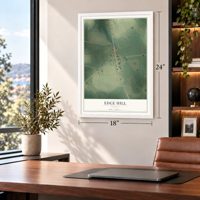 Edge Hill, Georgia map, 18 x 24 inch print in a white frame in a home office