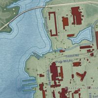 Second close-up of the map of Edgemere, Maryland print showing more streets and buildings