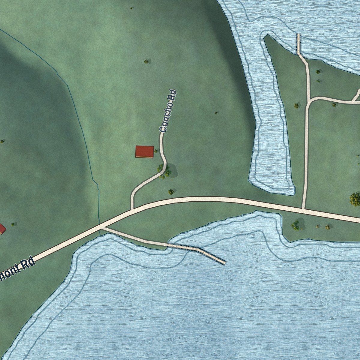 Second close-up of the map of Edgemont, Arkansas print showing more streets and buildings