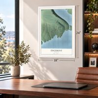 Edgemont, Arkansas map, 18 x 24 inch print in a white frame in a home office