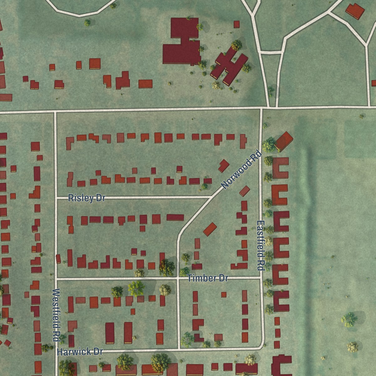 Second close-up of the map of Edgemont Park, Michigan print showing more streets and buildings