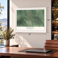 Edgerton, Missouri map, 18 x 24 inch print in a white frame in a home office