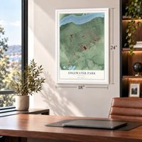 Edgewater Park, New Jersey map, 18 x 24 inch print in a white frame in a home office