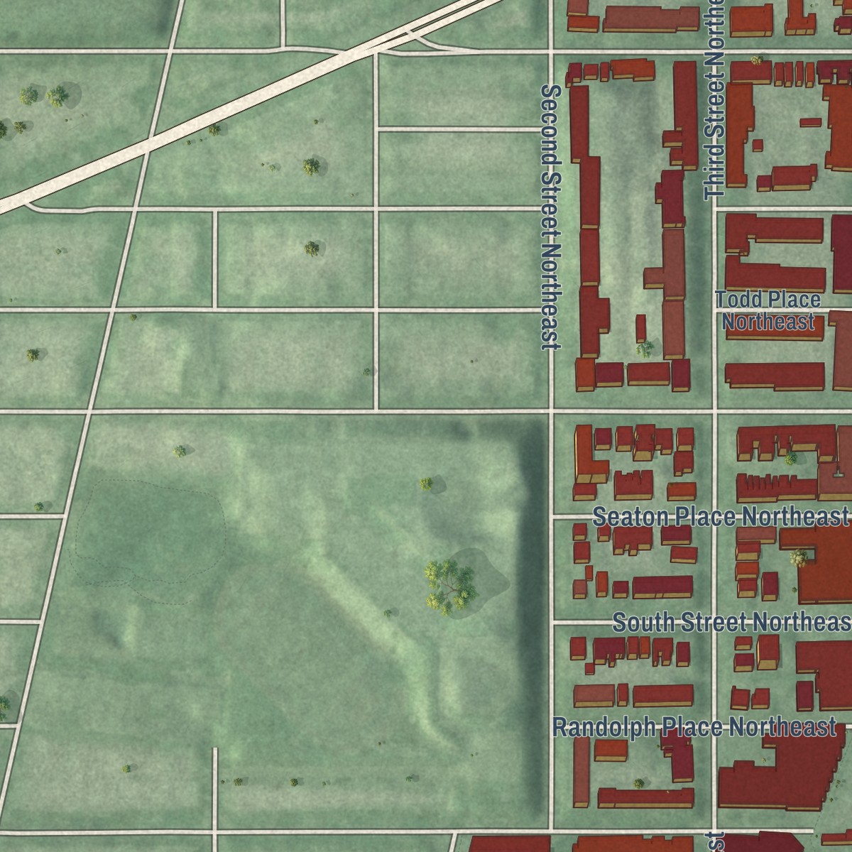 Second close-up of the map of Edgewood, District of Columbia print showing more streets and buildings