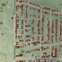 Second close-up of the map of Edgewood, Georgia print showing more streets and buildings
