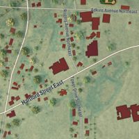Second close-up of the map of Edison, Georgia print showing more streets and buildings