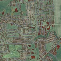 Second close-up of the map of Edison, New Jersey print showing more streets and buildings