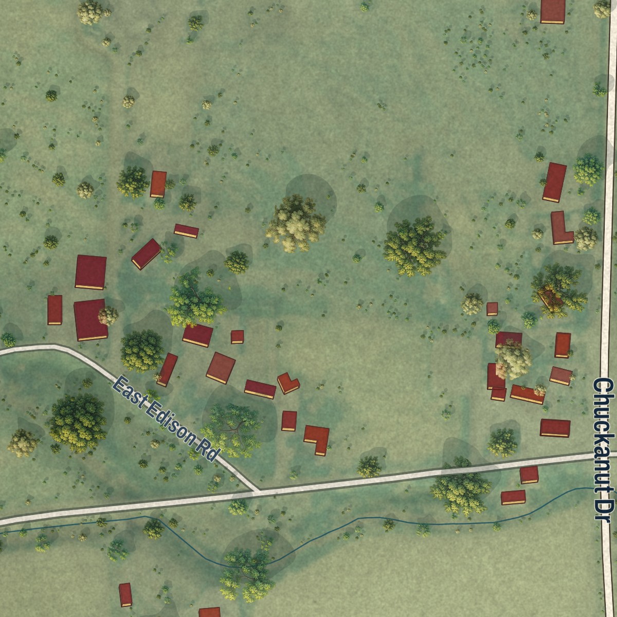Second close-up of the map of Edison, Washington print showing more streets and buildings
