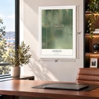 Edmund, Wisconsin map, 18 x 24 inch print in a white frame in a home office