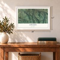 Edwards, Colorado map, 12 x 18 inch print in a white frame in an entryway