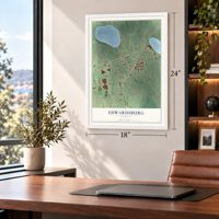 Edwardsburg, Michigan map, 18 x 24 inch print in a white frame in a home office