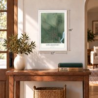 Edwardsport, Indiana map, 12 x 18 inch print in a white frame in an entryway