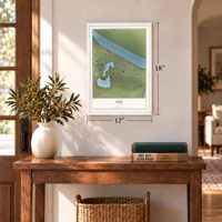 Eek, Alaska map, 12 x 18 inch print in a white frame in an entryway