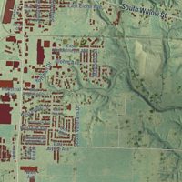 Second close-up of the map of Effingham, Illinois print showing more streets and buildings