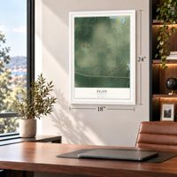 Egan, Louisiana map, 18 x 24 inch print in a white frame in a home office