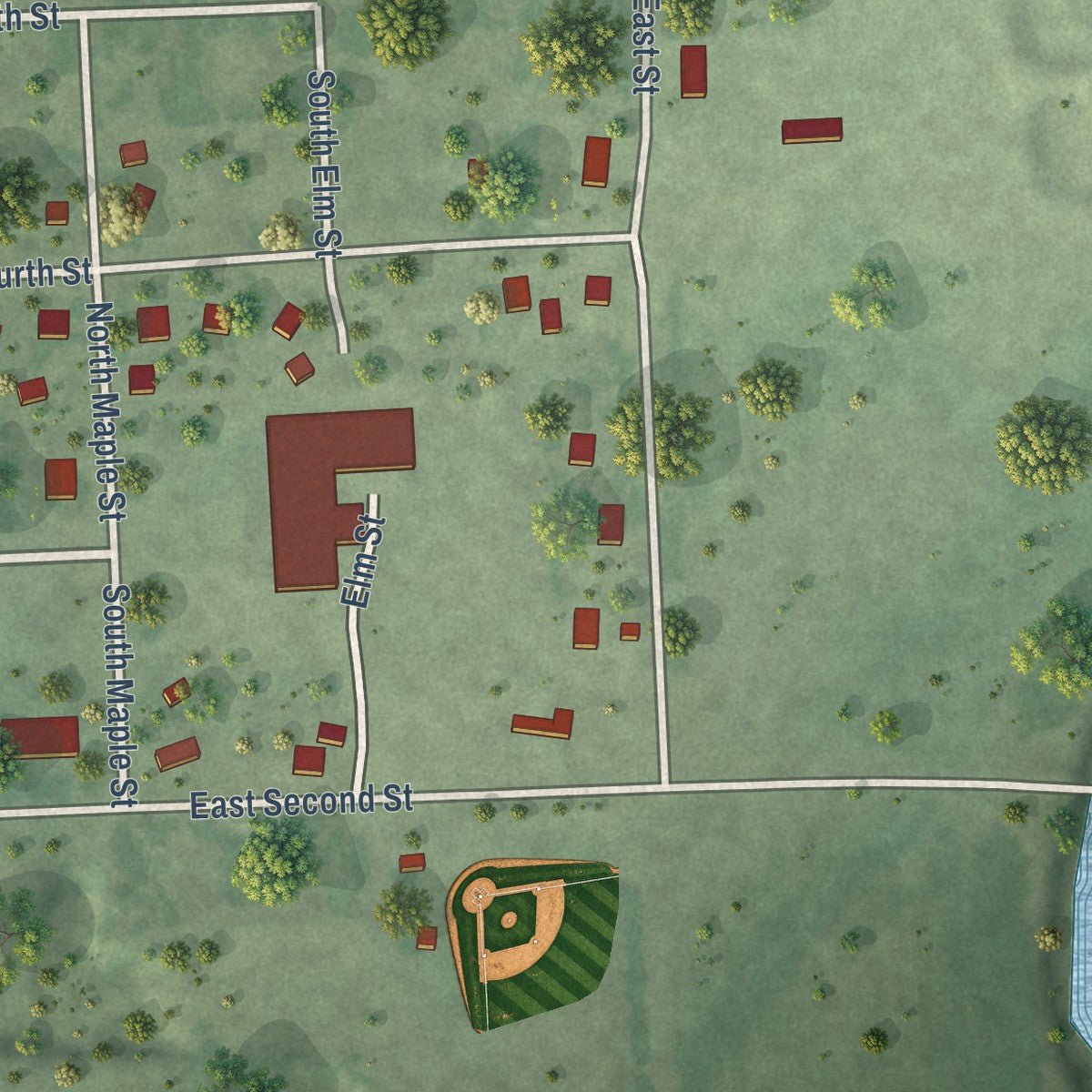 Second close-up of the map of Egan, South Dakota print showing more streets and buildings
