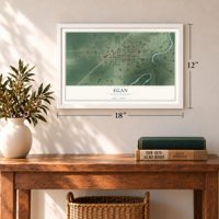 Egan, South Dakota map, 12 x 18 inch print in a white frame in an entryway