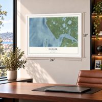 Egegik, Alaska map, 18 x 24 inch print in a white frame in a home office