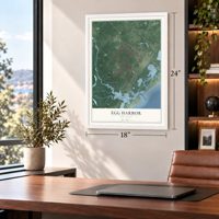 Egg Harbor, New Jersey map, 18 x 24 inch print in a white frame in a home office