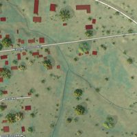 Second close-up of the map of Ekalaka, Montana print showing more streets and buildings