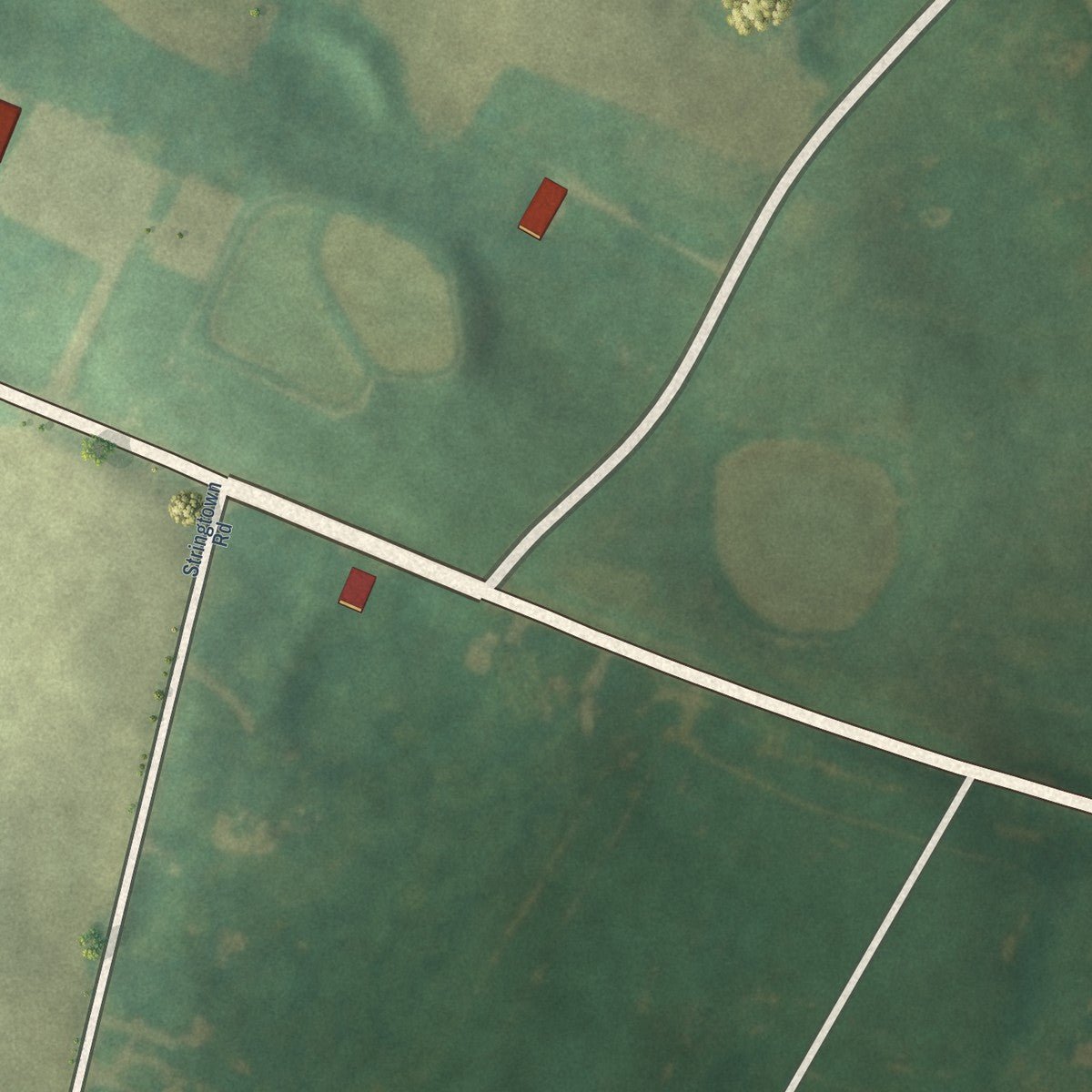 Second close-up of the map of Ekron, Kentucky print showing more streets and buildings