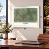 El Campo, Texas map, 18 x 24 inch print in a white frame in a home office