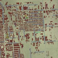 Second close-up of the map of El Centro, California print showing more streets and buildings