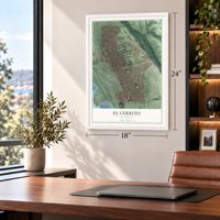 El Cerrito, California map, 18 x 24 inch print in a white frame in a home office