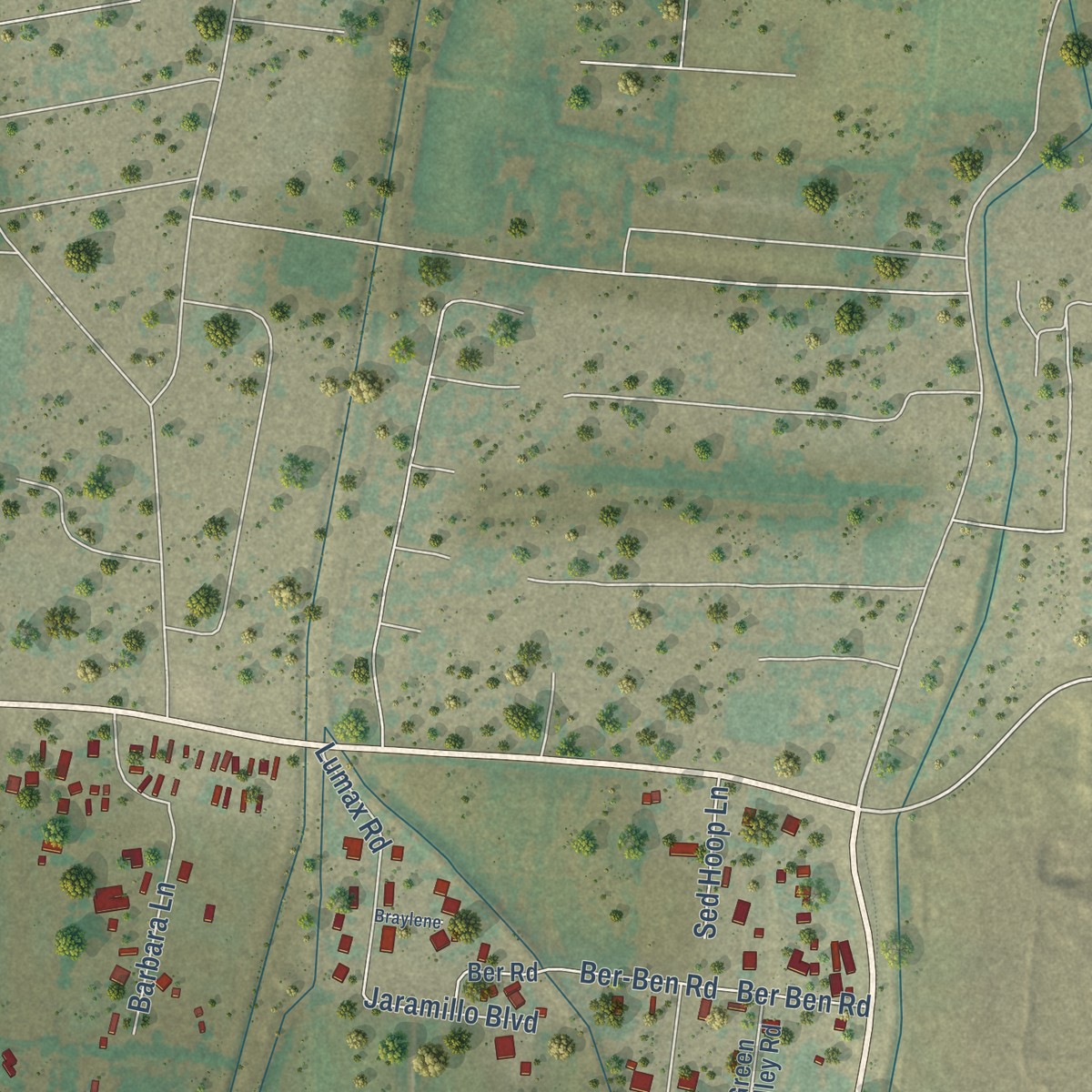 Second close-up of the map of El Cerro, New Mexico print showing more streets and buildings