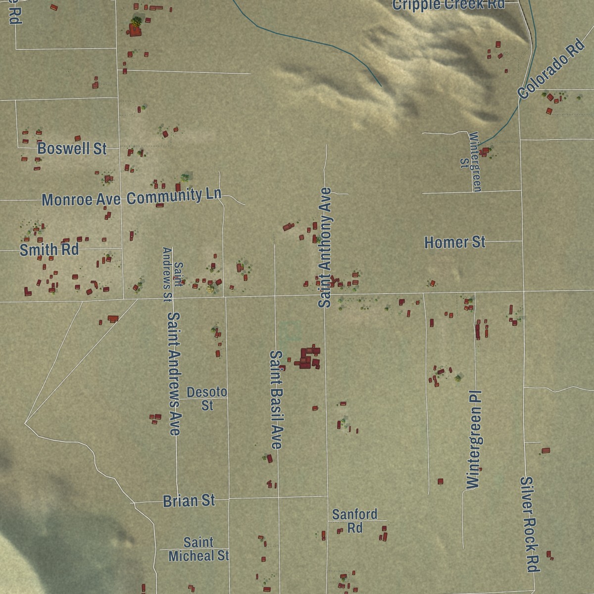 Second close-up of the map of El Mirage, California print showing more streets and buildings