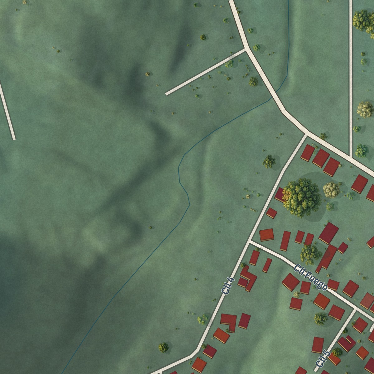 Second close-up of the map of El Negro, Puerto Rico print showing more streets and buildings
