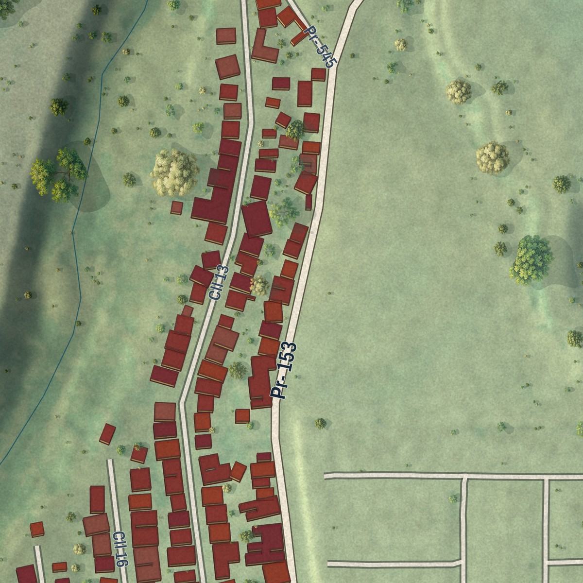 Second close-up of the map of El Ojo, Puerto Rico print showing more streets and buildings